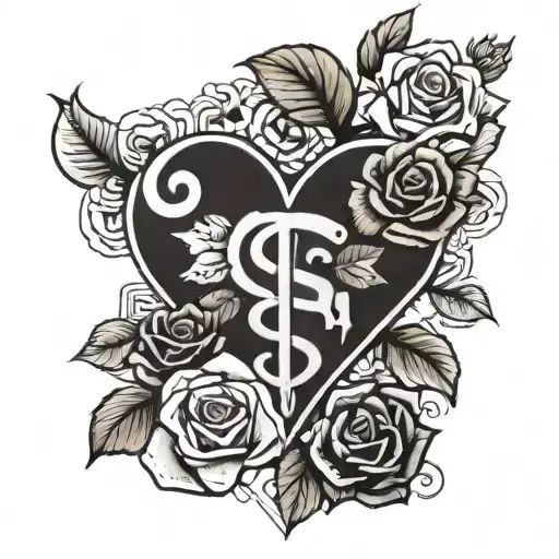 A Street Art Style Tattoo Of Money Signs And Roses Forming A Heart Shape