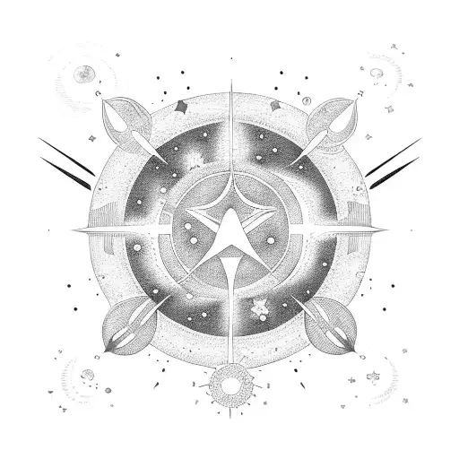 Celestial Pharmacy Symbol With Planets And Stars
