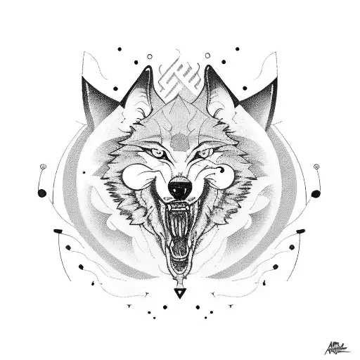 A Dynamic Illustration Of A Wolf Howling With Musical Notes Flowing Out Of Its Mouth