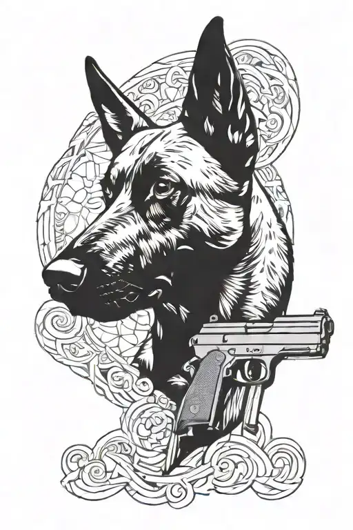 Malinois Dog And Gun