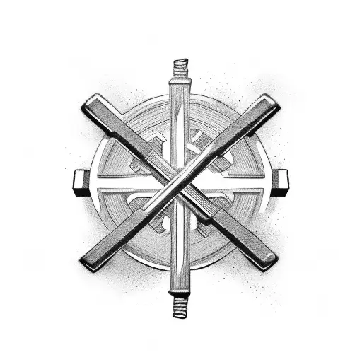 Christian Cross With Barbell On The Horizontal Line