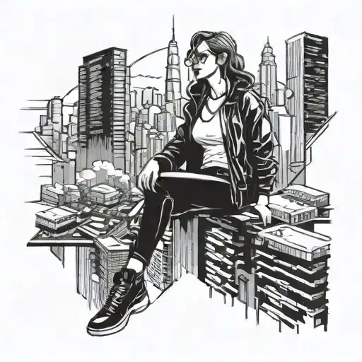 A Futuristic Cityscape Inspired By Gta With A Female Protagonist As The Central Figure