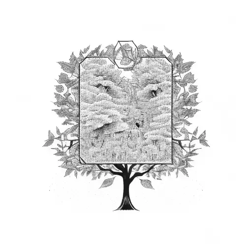 A Family Tree With Each Member Represented By A Different Nature Element