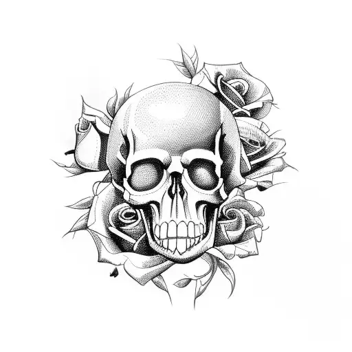 A Real Estate Building With A Skull And Roses Incorporated Into The Architecture