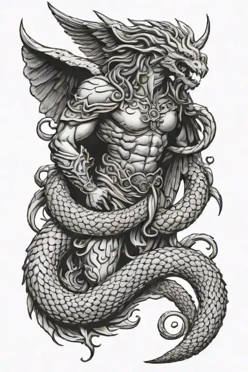 Archangel Michael And Snake Coiled