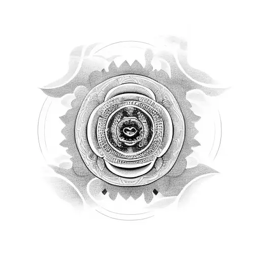 Yin-yang Symbol Merging With A Lotus Flower