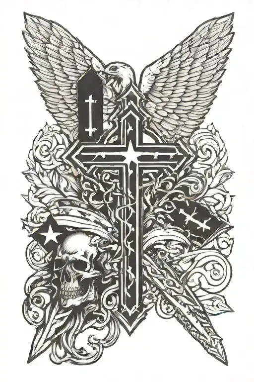 Rugged Black America And Cross