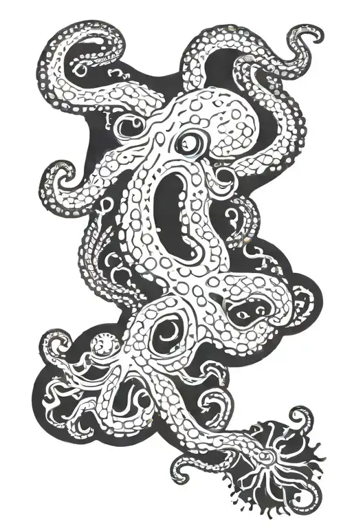 Octopus And Sea Creatures Swimming