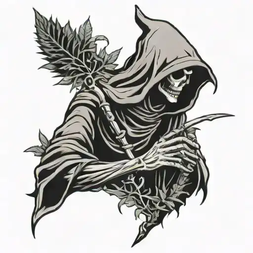 Grim Reaper Decorated With Cannabis