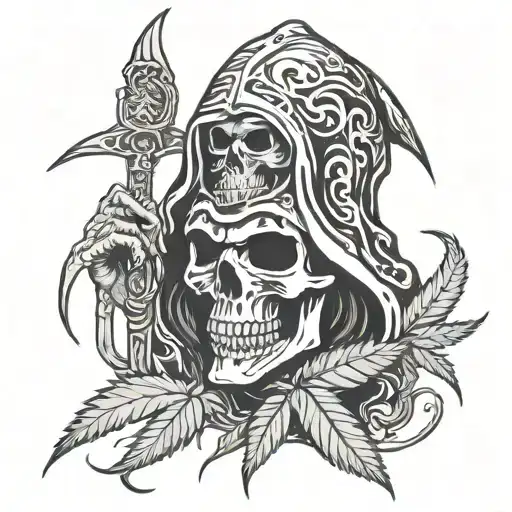 Grim Reaper Decorated With Cannabis