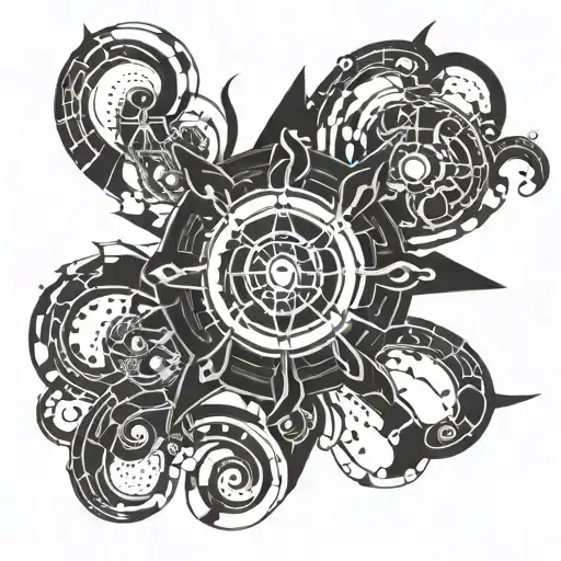 A Nuclear Accelerator Symbol Intertwined With Swirling Ion Particles