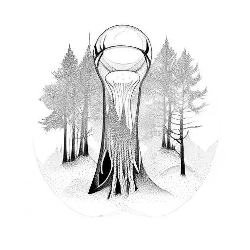 Ghostly Forest With An Hourglass Hidden Among The Trees