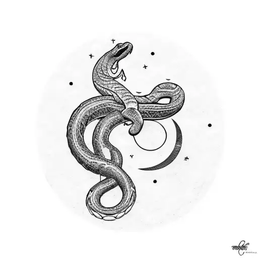 Month July With Snake And Moon
