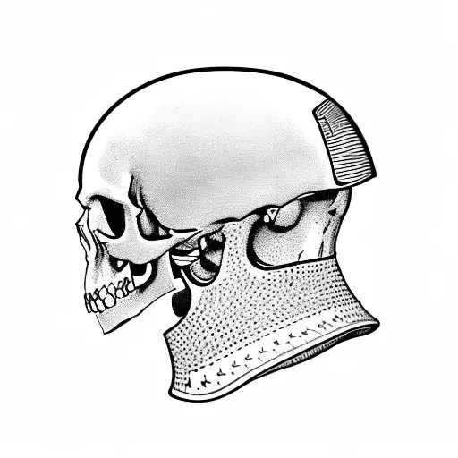 Soldier In Silhouette With A Skull Helmet