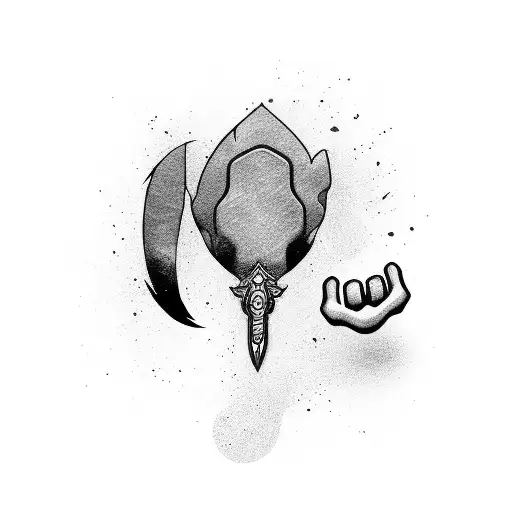 Katana Handle With Black Cat's Paw