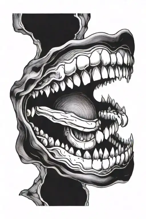 Teeth And Mouth On A Completely Black Background