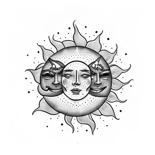 Sun And Moon With Plants