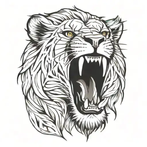 Aggressive Lion Roaring