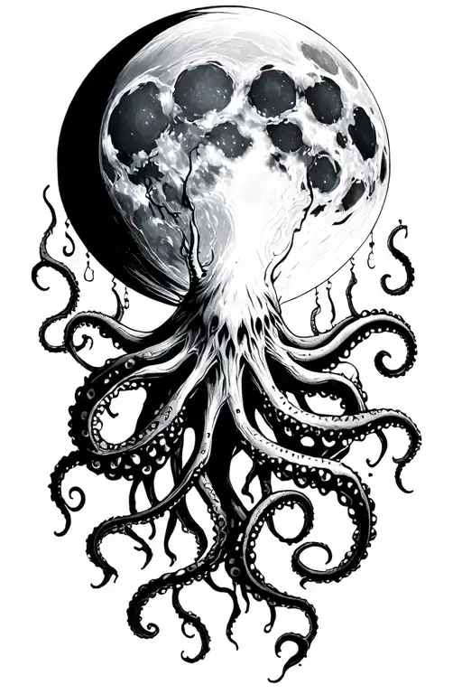Full Moon With Tentacles Hanging
