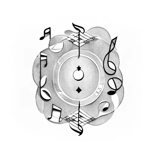 Keyboard And Music Notes Intertwined