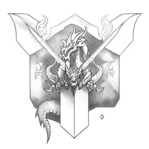 A Norse Mythology-inspired Gaming Character Battling A Dragon With A Pen