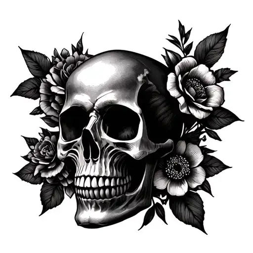 Skull And Flowers