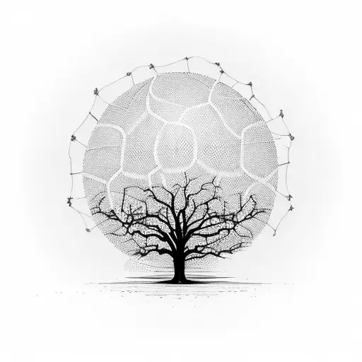 Football Field With A Tree And A Sunset In The Background