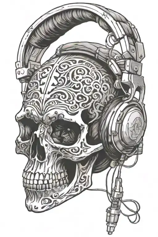 Skull Wearing Headphones