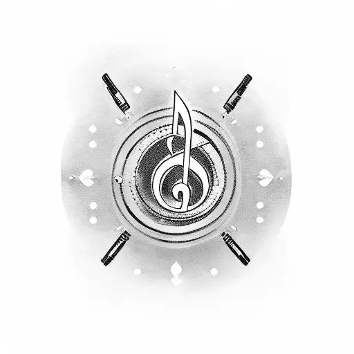 A Tattoo Design Combining Music Notes And A Business Suit