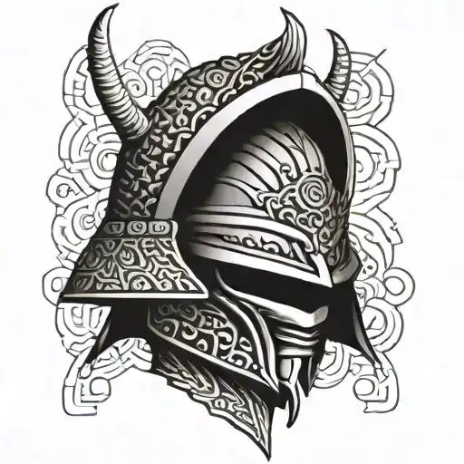 Samurai Helmet With Intricate Geometric Patterns