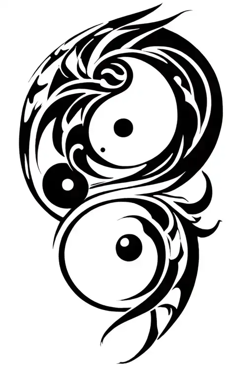 Ying Yang And Tribal Tattoo Male