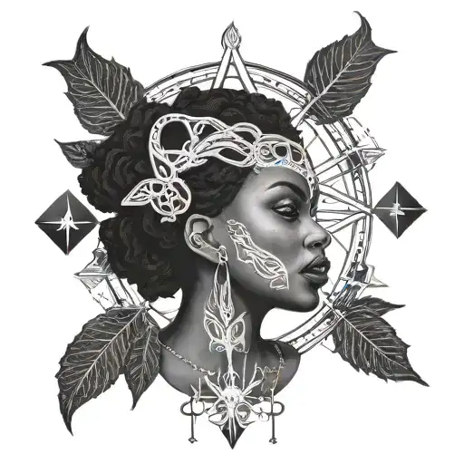 Beautiful Goth Black Woman With Scarification Tarot Card