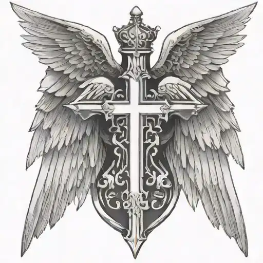 Armor Shoulder Tattoo Christian Cross With Angel Wings