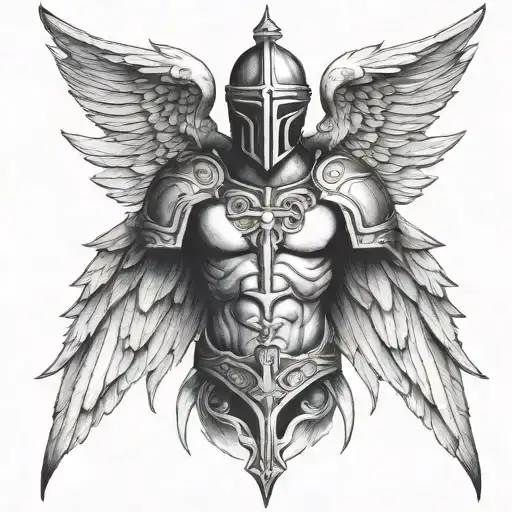 Armor Shoulder Tattoo Christian Cross With Angel Wings