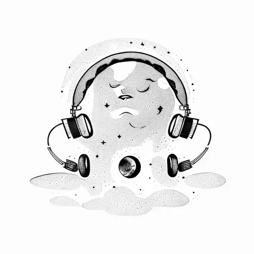 A Sleeping Moon With Headphones On