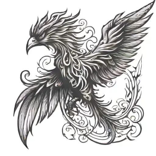 A Powerful Phoenix Rising From The Ashes With Gym Symbols Intertwined In Its Feathers
