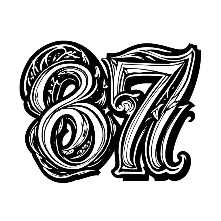 Number 677 With Design Incorporating Elements