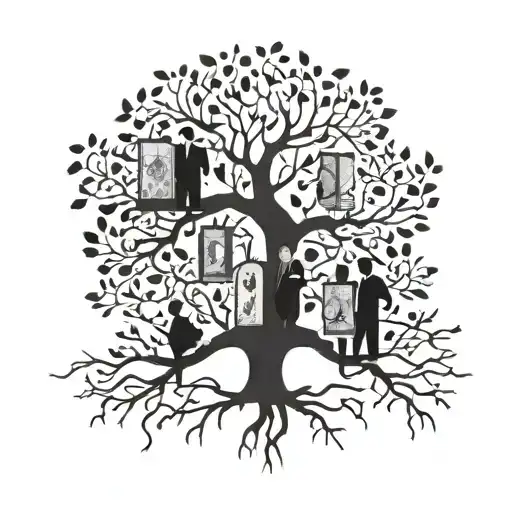 A Family Tree With Intricate Branches Representing Each Family Member's Occupation