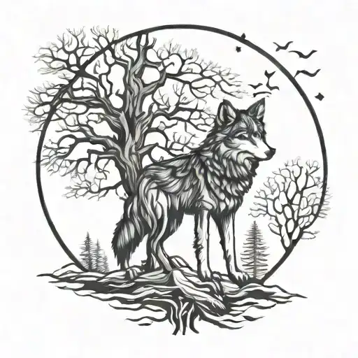 Night Tree Wolf