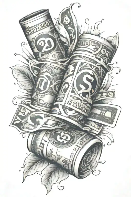 Money Roll Inspired Tattoo Featuring