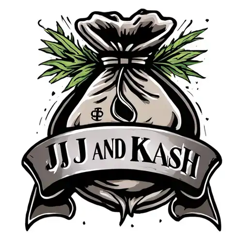 Memorial Tattoo With The Names Jj And Kkash Incorporated With An Money Bag And Camp