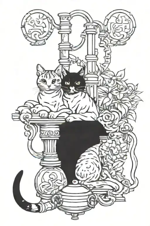 Combine A Cat And Dog Lounging Next To A Hookah Pipe In A Tattoo Design