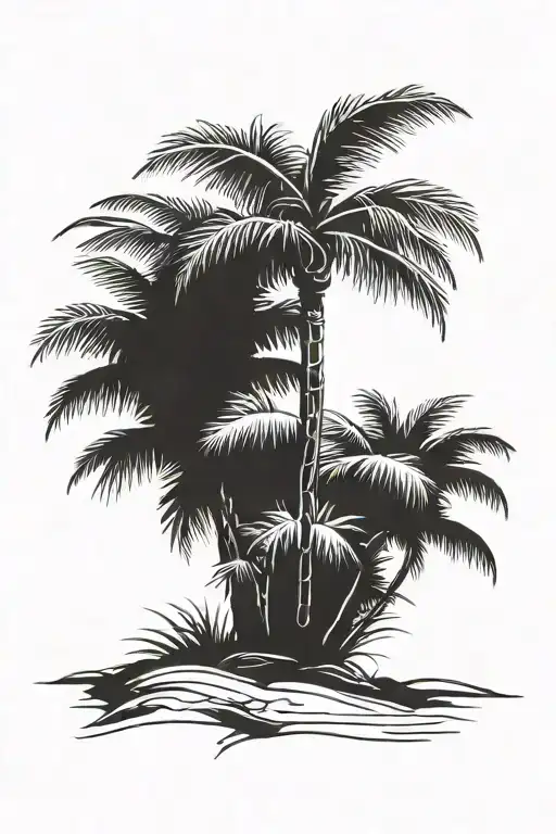Palms Tree Growing Together