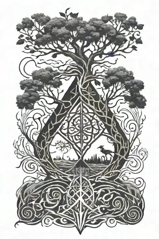 Loki And The Tree Of Life Between Water And Fire With Nordic Runes