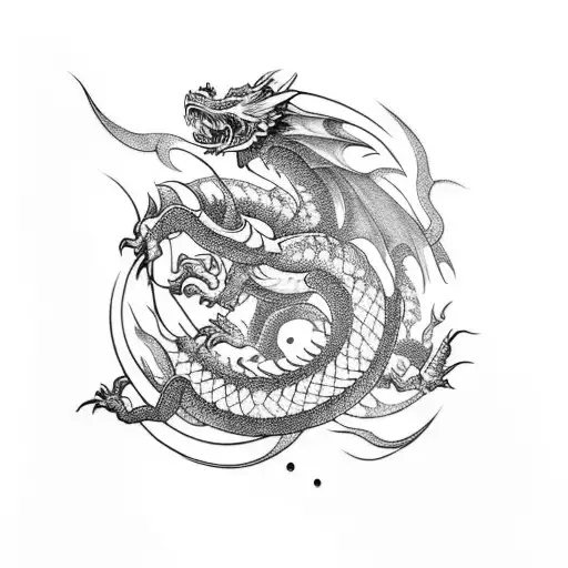 A Fierce And Intricate Dragon Wrapping Around A Jiu Jitsu Belt