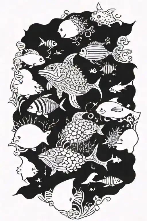 A Whimsical Scene Of Ocean Animals Playing With Children In A Fantastical Underwater World