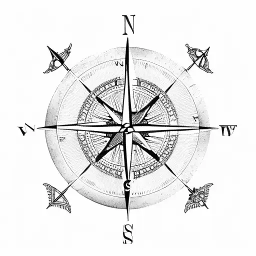 Vintage Compass With Vintage Pocket Watch Pushed By A Tour Bus Wheel