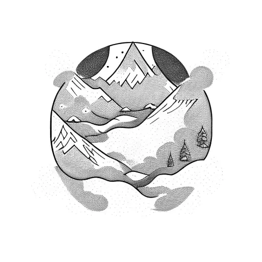 A Mountain Range With A Winding Trail Leading To The Top