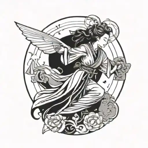 Asian Beautiful Woman Fly To The Moon