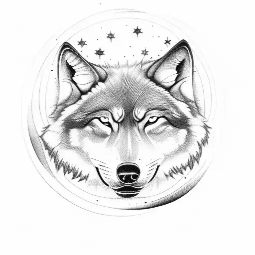 Celestial Wolf Howling At The Moon